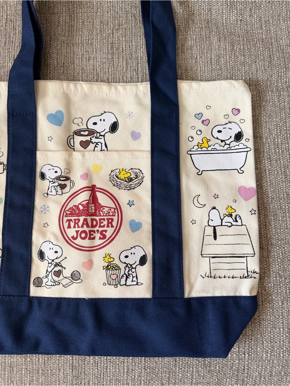 Snoopy Canvas Tote Bag - Navy & Cream - Picture 4 of 7